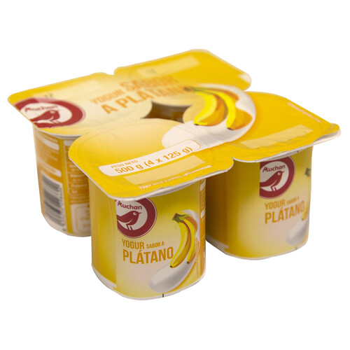 AUCHAN Yogur sabor a plátano 4 x 125 g. Producto Alcampo