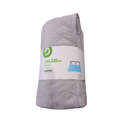 Colcha de microfibra color gris para cama doble, 240x220cm. ACTUEL
