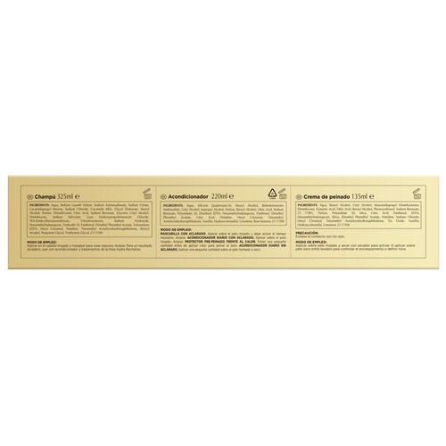PANTENE Pro-v hydra revitaliza Estuche con champú (325ml), acondicionador (220 ml) y crema de peinado (135 ml), para cabellos muy secos.