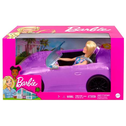 Barbie y su Descapotable Muñeca con Coche de juguete +3 Años MATTEL