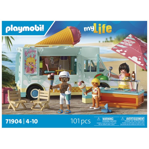 PLAYMOBIL My Life 71904, Camión de helados con tienda de surf, 101 pcs +4 Años