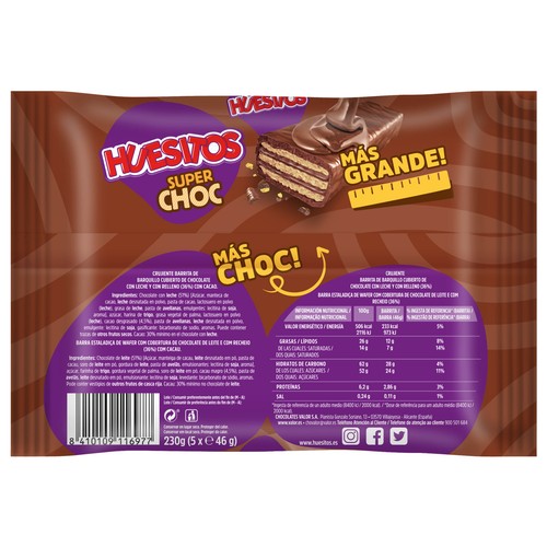 HUESITOS Superchoc XL Barritas de huesitos tamaño 5 uds. 230 g.