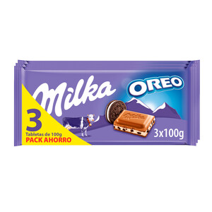 Imagen de MILKA Tabletas de chocolate de leche con trozos de Oreo 3 uds. 100 g.