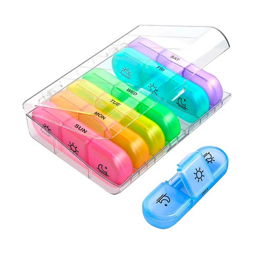 IKILIFE Pastillero semanal de colores con 3 horarios. 
