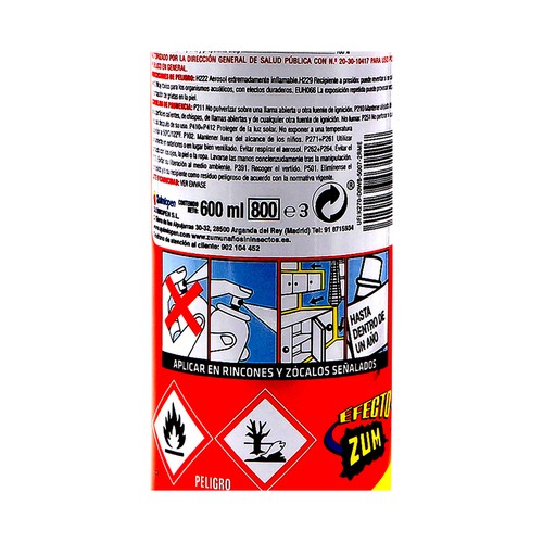 ZUM Laca insecticida (cucarachas, hormigas, arañas)  600 ml.