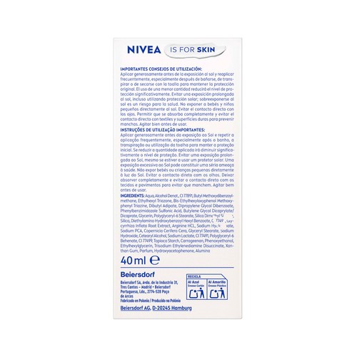 NIVEA Sun Fluido protector facial diario, tono mediano con FPS 50+ (muy alto) 40 ml.