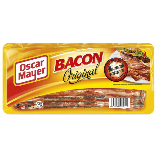 OSCAR MAYER Bacon ahumado con humo de madera de haya, sin gluten y cortado en lonchas OSCAR MAYER 150 g.