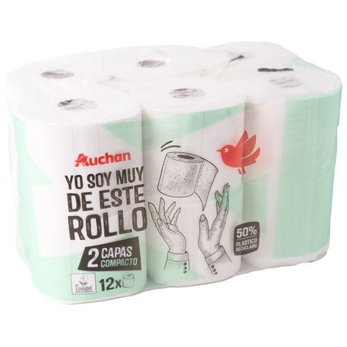 PRODUCTO ALCAMPO Papel higiénico compacto de doble capa con certificado Ecolabel 12 uds.