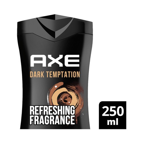 AXE Dark temptation Gel para hombre (3 en 1), con acción relajante y aroma a chocolate negro 250 ml.