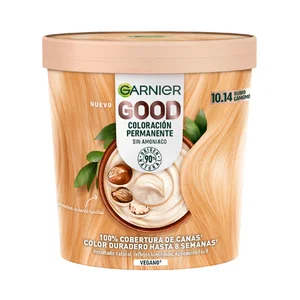 GARNIER Coloracion permanente sin amoniaco, tono 10.14 Rubio camomila GARNIER Good.