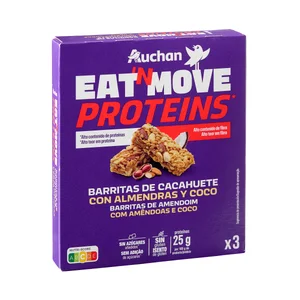PRODUCTO ALCAMPO Barrita proteica de cacahuete eat&move 3 uds X 105 g.