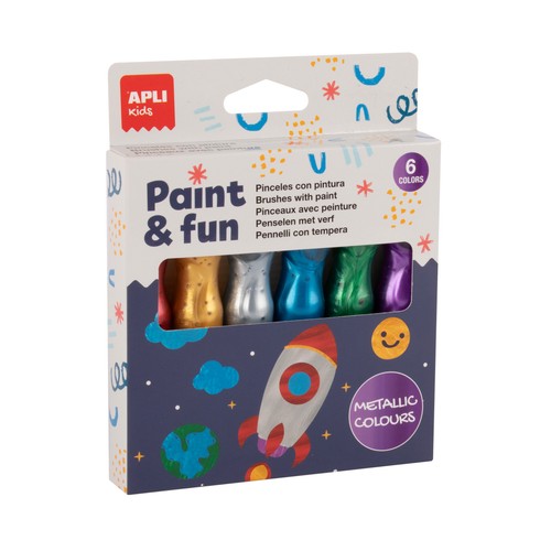 Bote de témperas 6 unidades 13ml, colores metalizados. APLI KIDS