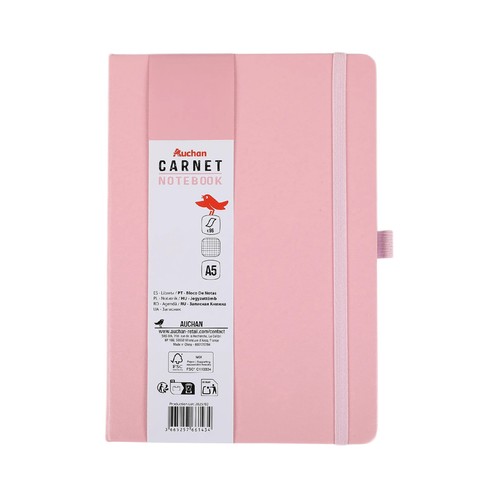 Cuaderno A5 cuadriculado 96 hojas color rosa Your Life. ALCAMPO