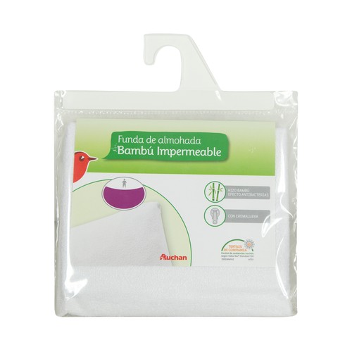 Funda protectora de almohada tejido rizo bambú para almohadas de 90 centímetros PRODUCTO ALCAMPO 1 unidad.