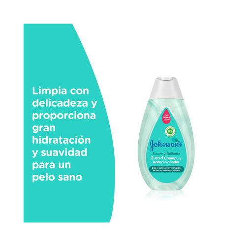 JOHNSON'S Champú y acondicinador para todo tipo de cabellos incluso largo o rizado JOHNSON´S Suave y brillante 500 ml.