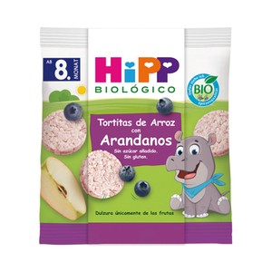 Imagen de HIPP Biológico Tortitas de arroz con arándanos ecológicos, a partir de 8 meses 30 g.