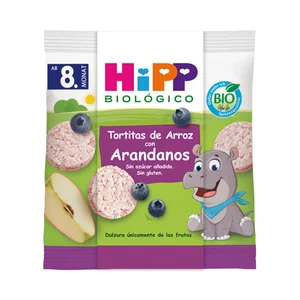 HIPP Biológico Tortitas de arroz con arándanos ecológicos, a partir de 8 meses 30 g.