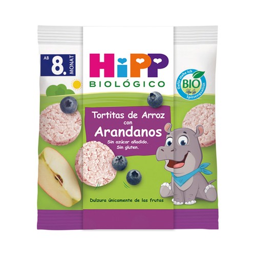 HIPP Biológico Tortitas de arroz con arándanos ecológicos, a partir de 8 meses 30 g.
