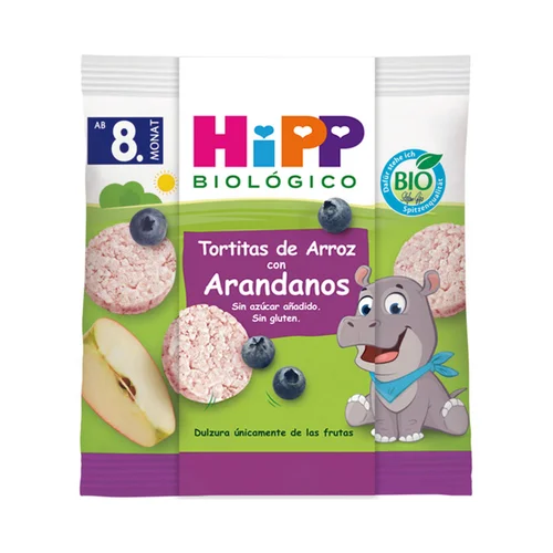 KIDDILIDIOUS Wafers (galletas) de arroz sabor a fresa, a partir de 6 meses 4 x 4 g.