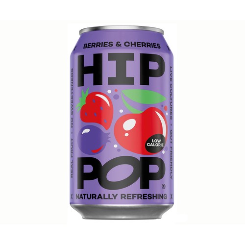HIP POP Refresco de moras y cerezas 33 cl.