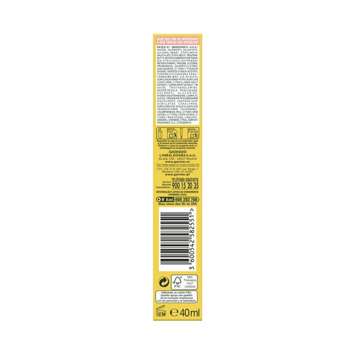 GARNIER Skin active Fluido diario iluminador con vitamina C y FPS 50+ 50 ml.