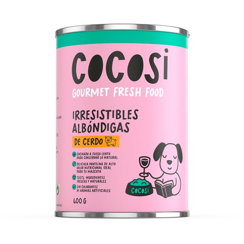COCOSI Albóndigas para perro, sabor cerdo - Lata 400g.