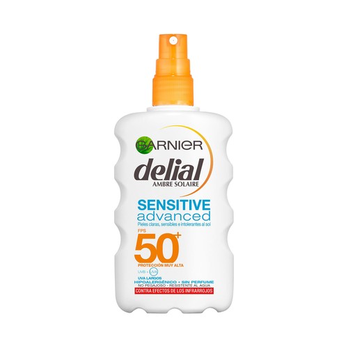 DELIAL Sensitive advanced Protector solar en spray con factor de protección 50+ (muy alto) 200 ml.