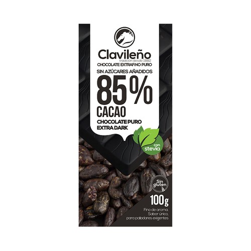 Chocolate negro sin azúcar añadido CLAVILEÑO 100 g.