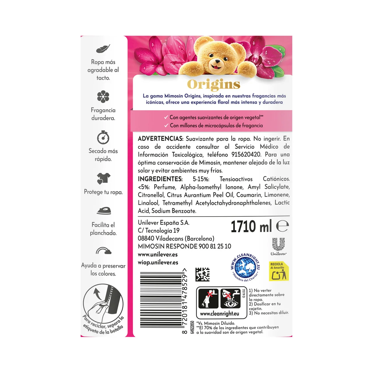 Origins Suavizante concentrado con aroma a rosas silvestres 1710 ml, 95 lavados.