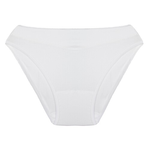 Braga alta tipo bikini RMC, color blanco, talla L.