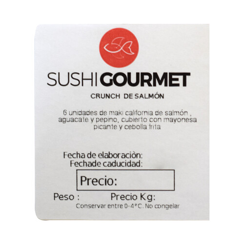 SUSHI GOURMET Maki California de Salmón cubiertos de cebolla frita SUSHI GOURMET 6 uds.