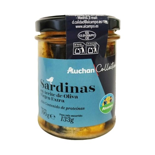 PRODUCTO ALCAMPO Collection Sardinas en aceite de oliva virgen extra 133 g.