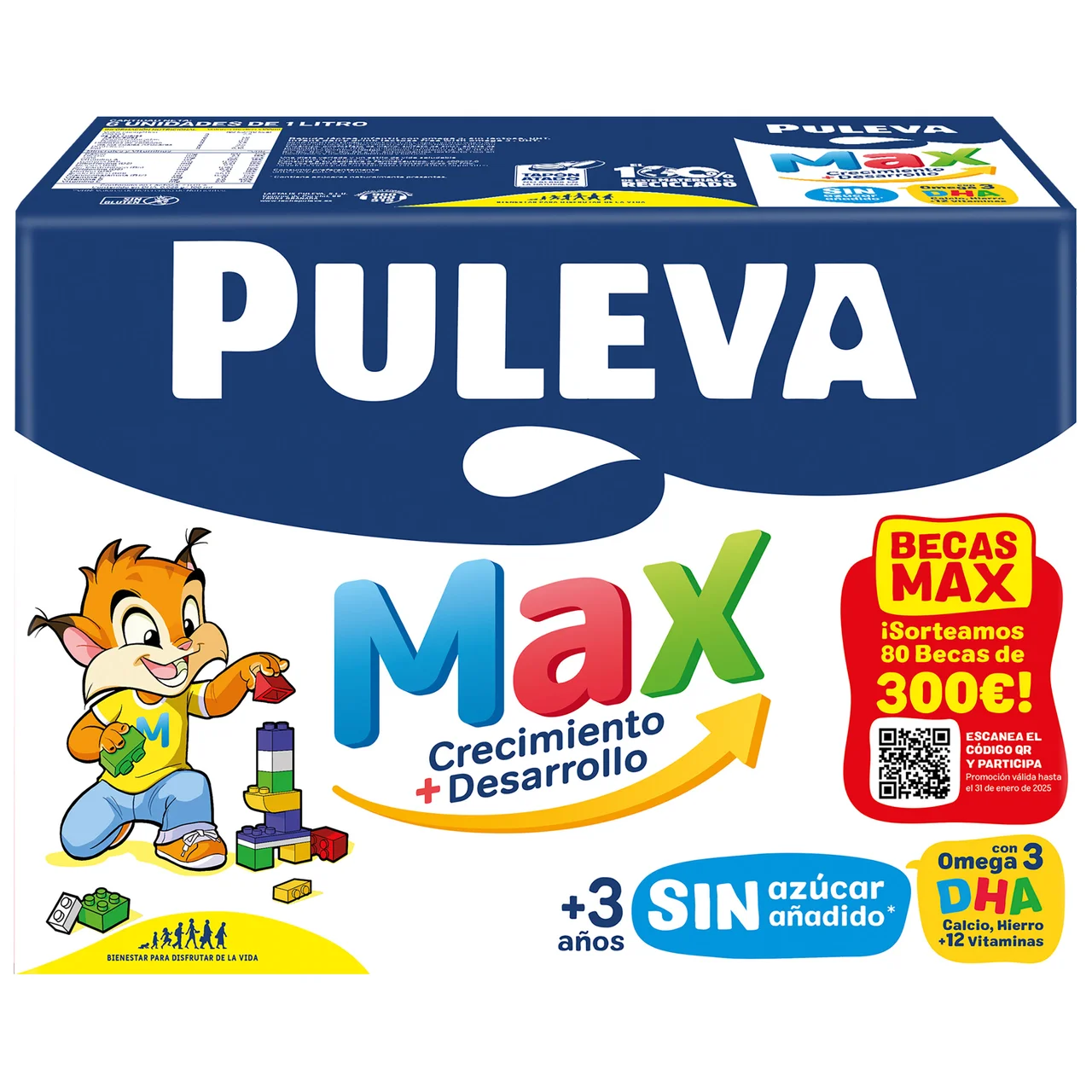 Max crecimiento + desarrollo Bebida láctea infantil, enriquecida con calcio, hierro y 12 vitaminas 6 x 1 l.