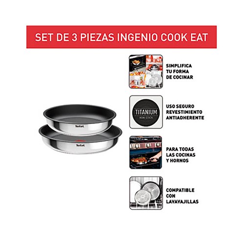 Set de 2 sartenes de acero inoxidable 22 y 26 cm con mango extraíble INGENIO TEFAL