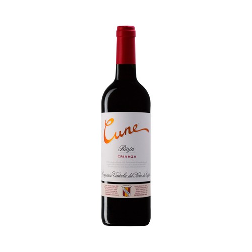 Vino tinto crianza con denominación de origen calificada Rioja CUNE botella de 75 cl.