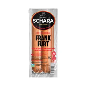 Salchichas cocidas y ahumadas tipo Frankfurt, especiales para parrilla SCHARA 275 g.
