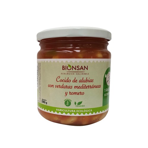 BIONSAN Cocido de alubias con verduras Mediterráneas y romero ecológico  280 g.