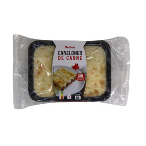 Imagen de AUCHAN Canelones rellenos de carne picada, listos para calentar y comer 350 g. Producto Alcampo