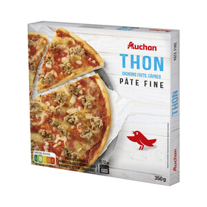 Imagen de AUCHAN Pizza de masa fina con atún, cebolla frita y alcaparras 350 g. Producto Alcampo