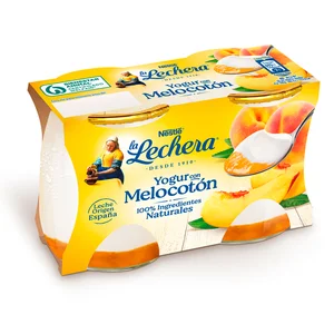 LA LECHERA Yogur natrual con textura cremosa y melocotón 2 x 125 g.