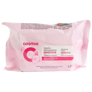 COSMIA Toallitas desmaquillantes e hidratantes para pieles sensibles COSMIA 25 uds.