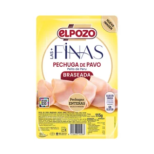 EL POZO Las + finas Pechuga de pavo braseada cortada en finas lonchas 115 g.