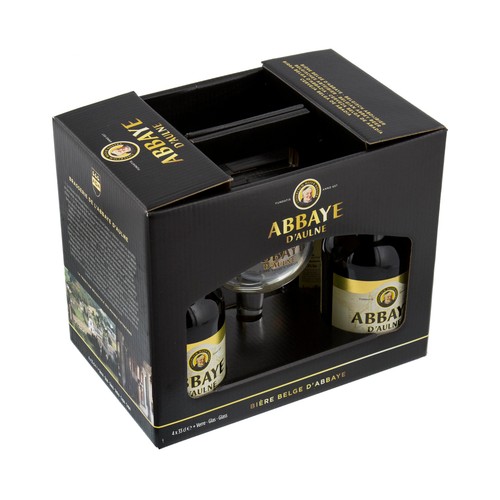 ABBAYE D"AULNE BLONDE Cervezas belgas rubias más una copa pack de 4 botellas 33 cl.