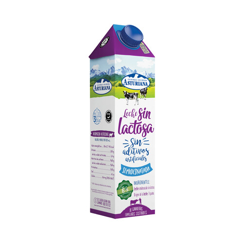 CENTRAL LECHERA  ASTURIANA Leche de vaca semidesnatada sin lactosa 6 x 1l.