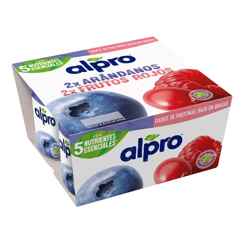 ALPRO Especialidad de soja fermentada con frutos rojos (2) o arándanos (2) 4 x 125 g.