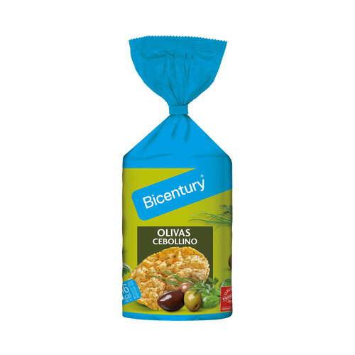 Tortitas de maíz con sabor oliva y cebollino BIOCENTURY 124 g.