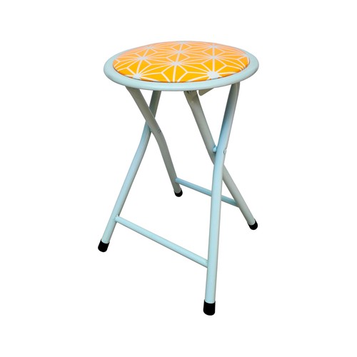 Taburete plegable de pvc color naranja con tubo blanco, CAMILLO RIGAMONTI