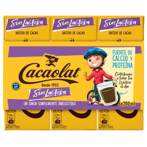 Imagen de CACAOLAT Batido de cacao UHT, elaborado sin lactosa CACAOLAT 6 x 200 ml.