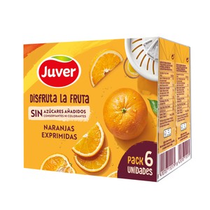 Bebida zumo de naranja exprimida sin azúcar 200 ml x 6.