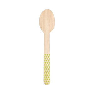 Imagen de Cucharas desechables de madera con mango decorado con estrellas verdes, 100% natural, 10 unidades, Green ACTUEL.